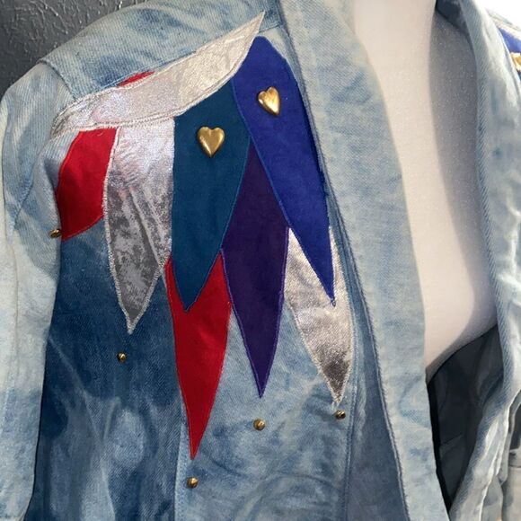 Vintage 80’s-90’s Handmade Denim Patch Jacket Shoulder Pads Pat Hardison pockets - Picture 5 of 15